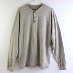 Hanes Gray Long-Sleeve Henley Shirt Men's Size XL