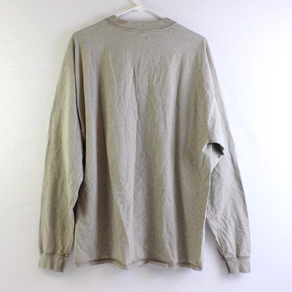 Hanes Gray Long-Sleeve Henley Shirt Men's Size XL