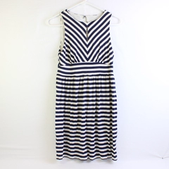 Ann Taylor Loft Navy and White Striped Knee-Length Dress Women's Size XSP