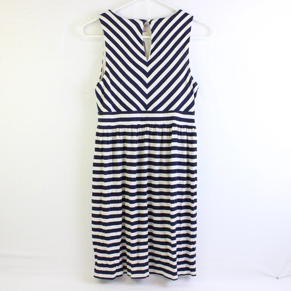 Ann Taylor Loft Navy and White Striped Knee-Length Dress Women's Size XSP