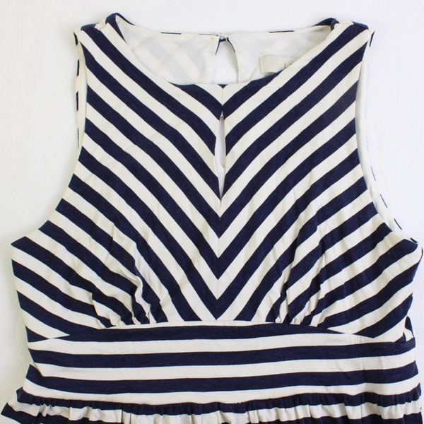 Ann Taylor Loft Navy and White Striped Knee-Length Dress Women's Size XSP