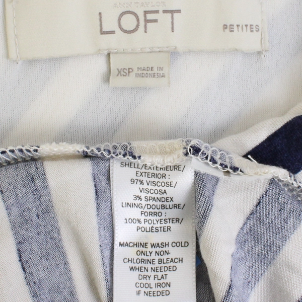 Ann Taylor Loft Navy and White Striped Knee-Length Dress Women's Size XSP
