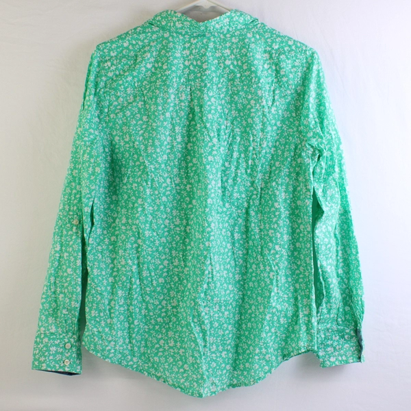 St. John's Bay Green Floral Cotton Button-Up Women's Size Medium