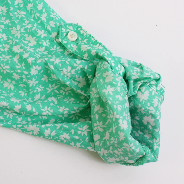 St. John's Bay Green Floral Cotton Button-Up Women's Size Medium