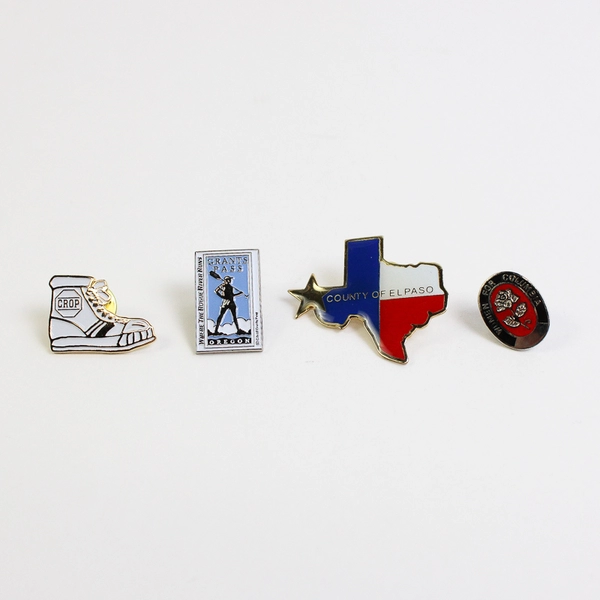 Lot of 4 Enamel Hat Or Lapel Pins Texas, Grants Pass, Women for Columbia, Shoe