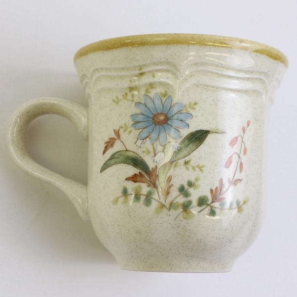 Lot Of 4 Mikasa Blue Daisies Pattern Ceramic Flat Cup/Mug 3.5" Tall