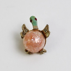 Vintage Turtle Jelly Belly Lucite Gold Tone Brooch Pin