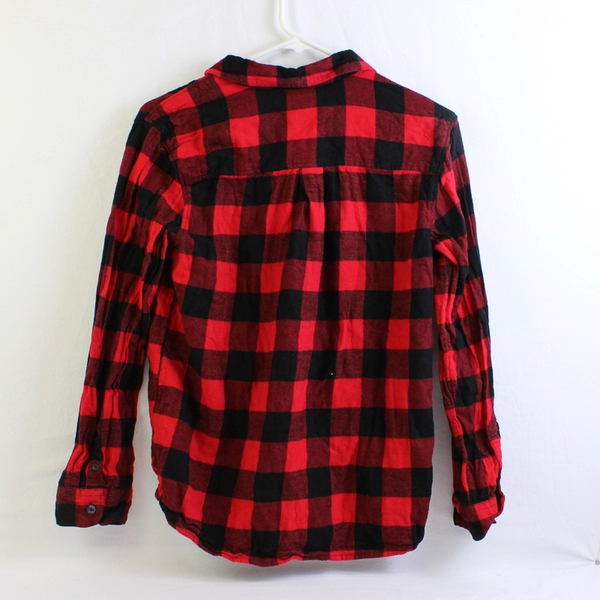Wonder Nation Black and Red Plaid Long-Sleeve Button-Up Boys' Size XL (14-16)