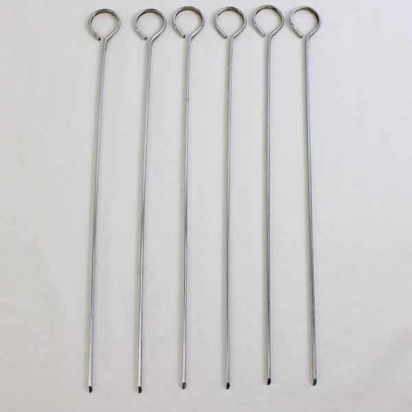 Unbranded Lot of 6 14in Metal Barbeque Cooking Skewers