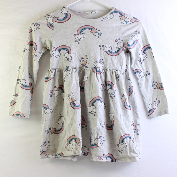 H&M Rainbow Pattern A-Line Dress Girl's Size 6-8Y FLAWED