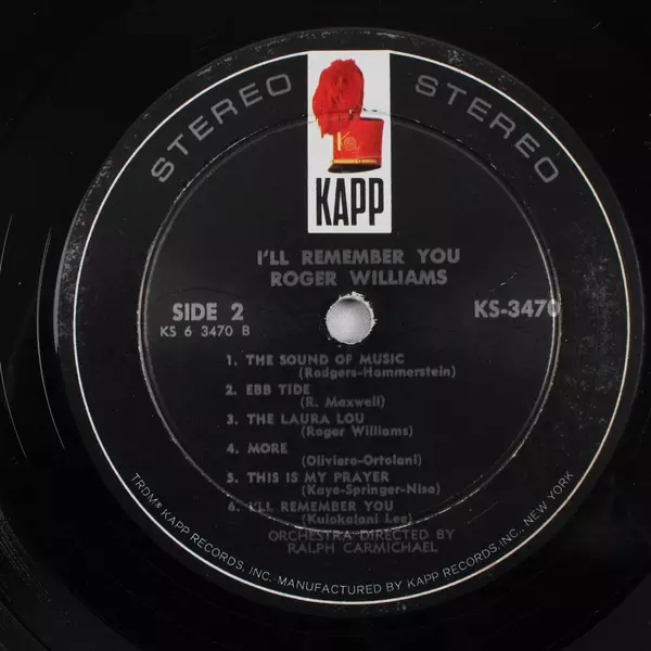 Roger Williams I'll Remember You 1967 Vintage LP Vinyl KS-3470