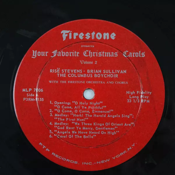 Your Favorite Christmas Carols Vol. 2 Vinyl Record Rise Stevens Brian Sullivan