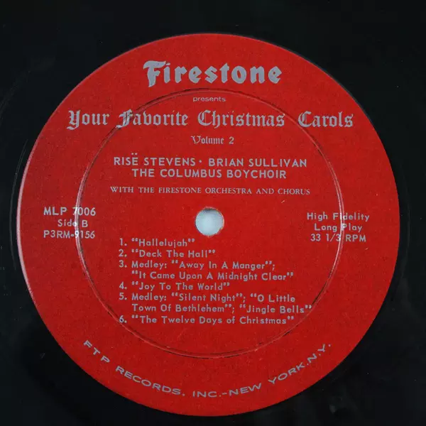 Your Favorite Christmas Carols Vol. 2 Vinyl Record Rise Stevens Brian Sullivan