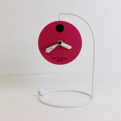 Vtg 1980s Time Square Clock Pink With White Stand Works Memphis Style