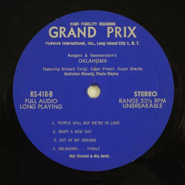 Rodgers & Hammerstein's Oklahoma Mal Hasset 12" Vinyl Record DLP-214