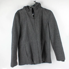 GAP Women's M Charcoal Gray Recycled Wool Hooded Full-Zip Jacket