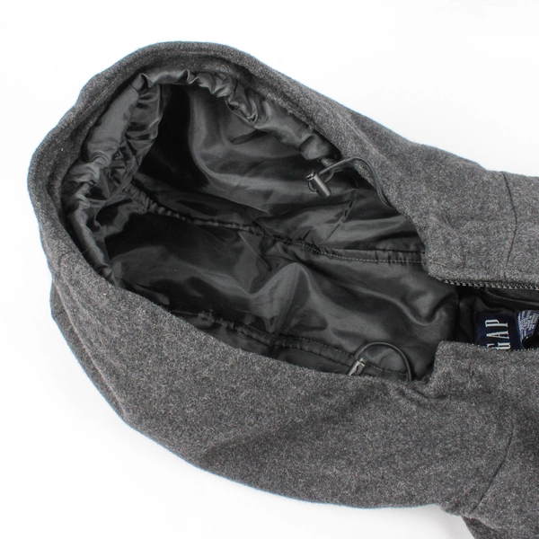 GAP Women's M Charcoal Gray Recycled Wool Hooded Full-Zip Jacket