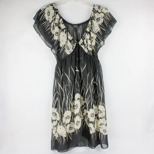Kitty Women's S/M Sheer Floral Teddy with Elastic Waist