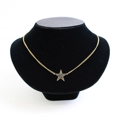 Vintage Avon Gold Tone Star Pendant Necklace Choker Chain 14"
