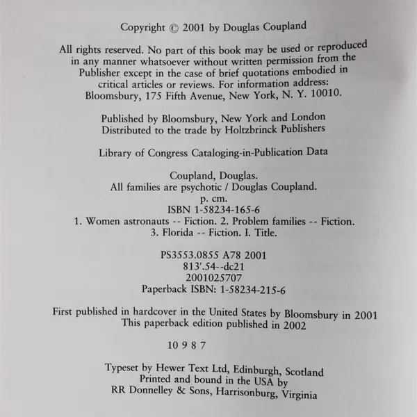 All Families Are Psychotic by Douglas Coupland Paperback