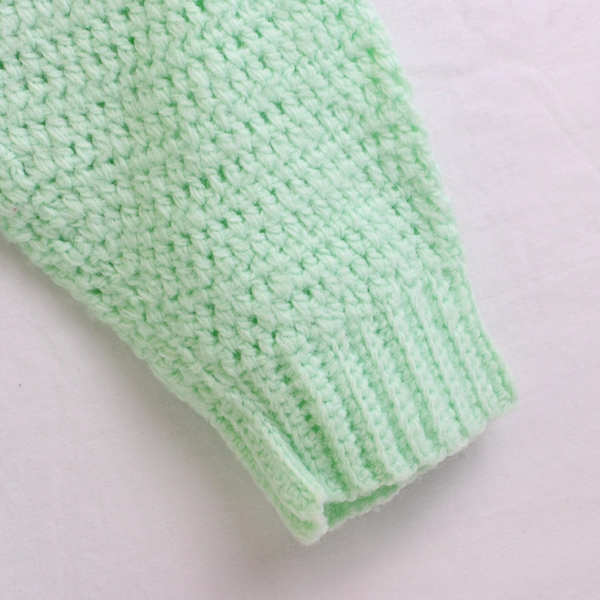 Handmade Crocheted Mint Green Open Front Cardigan Women's Size Large