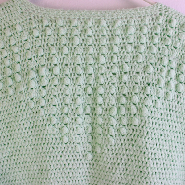 Handmade Crocheted Mint Green Open Front Cardigan Women's Size Large