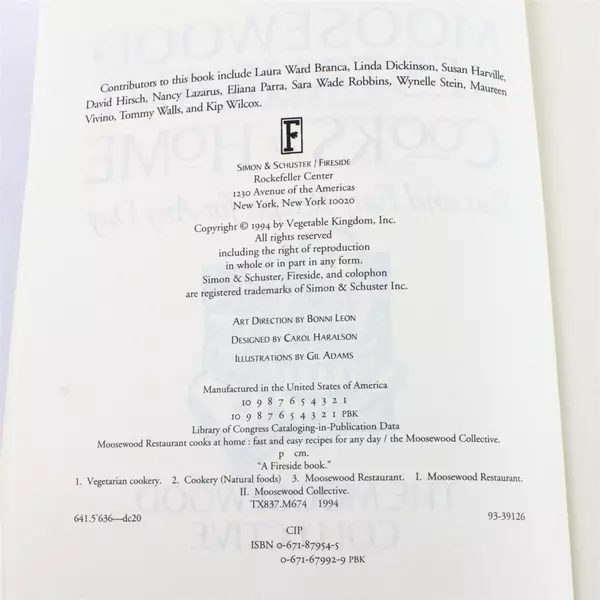 A Fireside Cookbook Moosewood Restaurant Cooks at Home 1994 Paperback