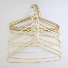 Lot of 10 White & Tan Plastic Traditional Clothing Hangers Closet Organization