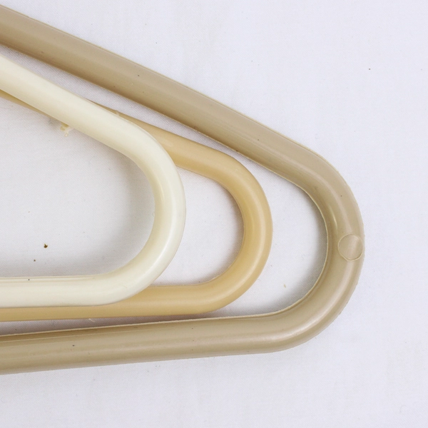 Lot of 10 White & Tan Plastic Traditional Clothing Hangers Closet Organization