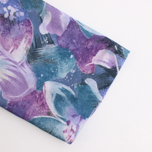 Nancy 2 Women's 24W Petite Purple Floral Blouse with Rouched Waist