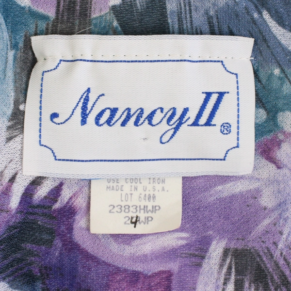 Nancy 2 Women's 24W Petite Purple Floral Blouse with Rouched Waist