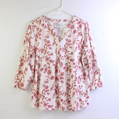 Croft & Barrow Women's L Red and White Floral Blouse