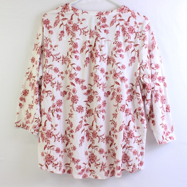 Croft & Barrow Women's L Red and White Floral Blouse