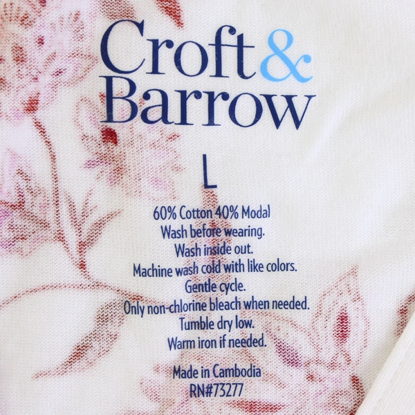 Croft & Barrow Women's L Red and White Floral Blouse