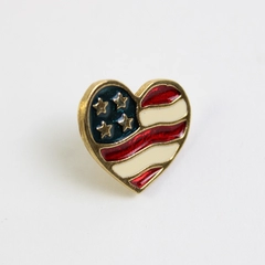 AVON Heart-Shaped American Flag USA Gold Tone Tie Tac Lapel Pin