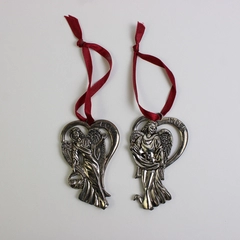 Set of 2 Gorham Love & Hope Angels Christmas Ornaments Silver Plated