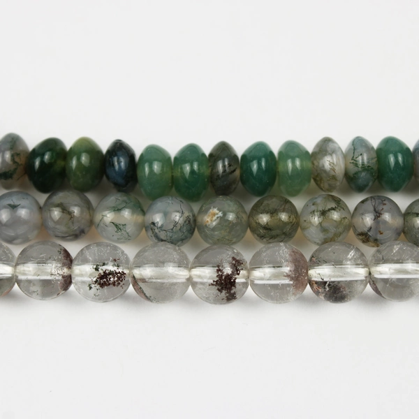 Lot of Moss Agate and Lodolite Garden Quartz Beads 5mm to 8mm DIY Crafts