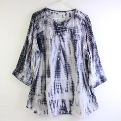 Great Northwest Indigo Women's Plus 3X Tie Dye Gray And White Blouse