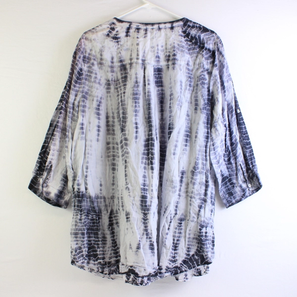 Great Northwest Indigo Women's Plus 3X Tie Dye Gray And White Blouse