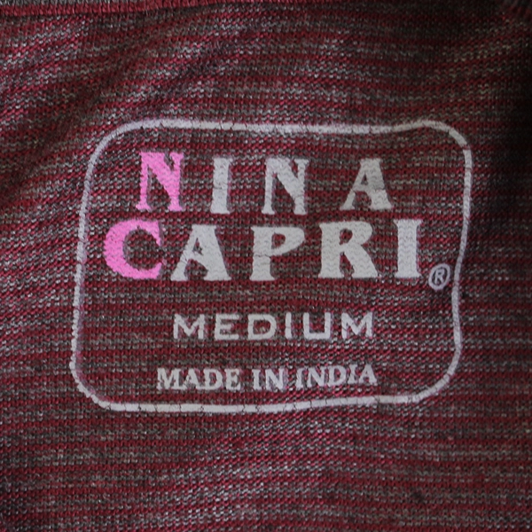 Nina Capri Women's M Burgundy and Gray Striped Turtleneck Pullover