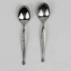 Lot of 2 Noritake 18/8 Stainless Oval Soup Spoons Wild Ivy Pattern 7 Inches