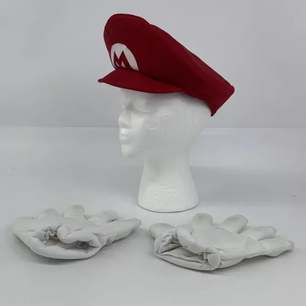 Mario Hat and Gloves Halloween Costume Pieces