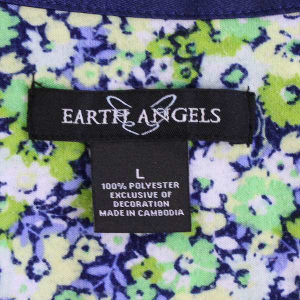 Earth Angels Women's L Green Knee Length Short Sleeve Nightgown