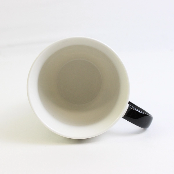 Clay Art Ceramic Coffee Mug White With Black Message & Handle
