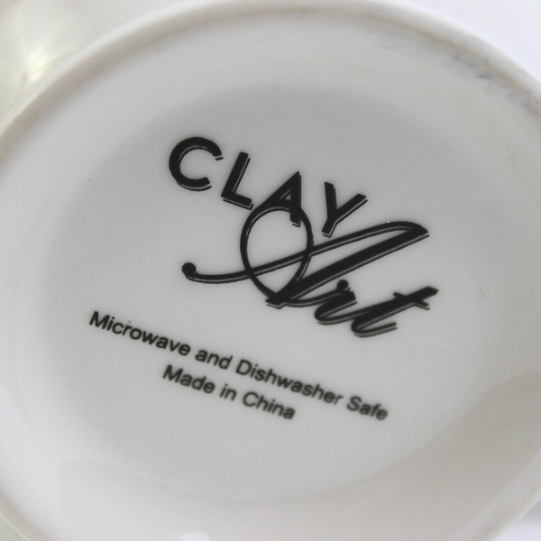 Clay Art Ceramic Coffee Mug White With Black Message & Handle