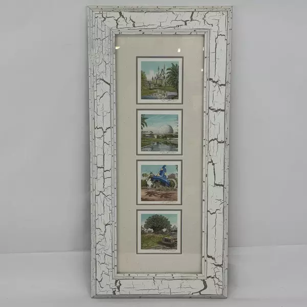 Framed And Matted 4 Piece Disneyland Watercolor Print Set Signed By David Doss