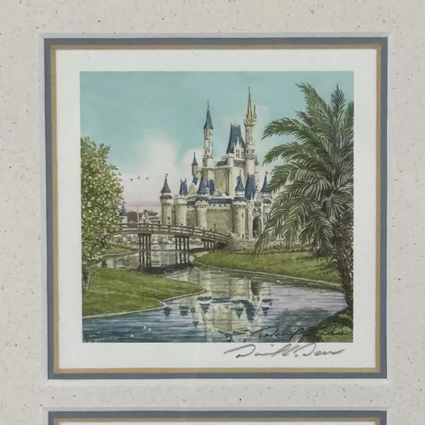 Framed And Matted 4 Piece Disneyland Watercolor Print Set Signed By David Doss