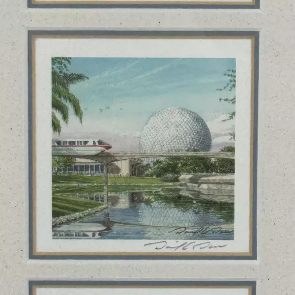 Framed And Matted 4 Piece Disneyland Watercolor Print Set Signed By David Doss