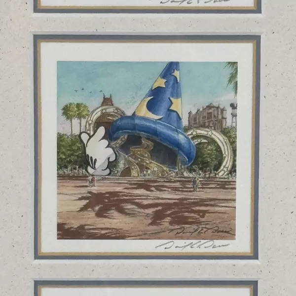 Framed And Matted 4 Piece Disneyland Watercolor Print Set Signed By David Doss