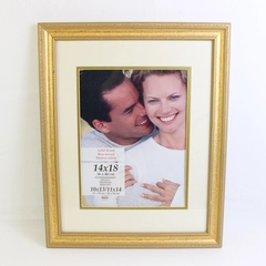 New - Large Solid Wood Gold-Colored Photo Frame, 14 x 18", US Made 